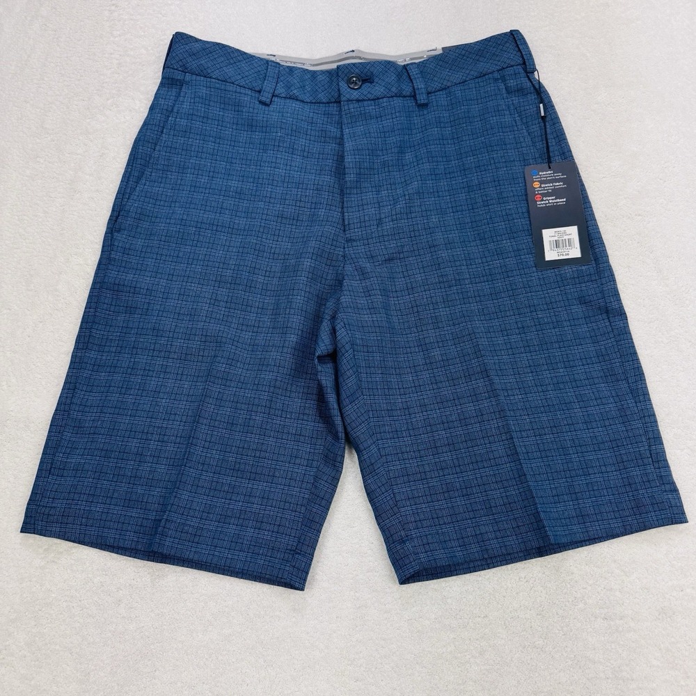 Walter Hagen Golf Shorts Mens 30 Perfect 11 Navy Gingham Stretch Performance